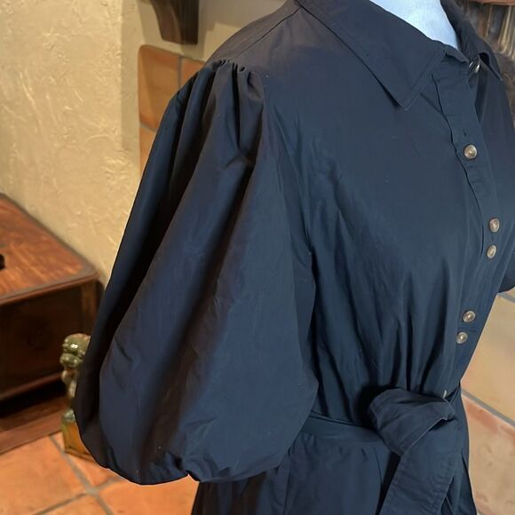 A Loves A Black Puff Sleeve Belted Button Down Midi Dress, size 10 - Picture 5 of 9